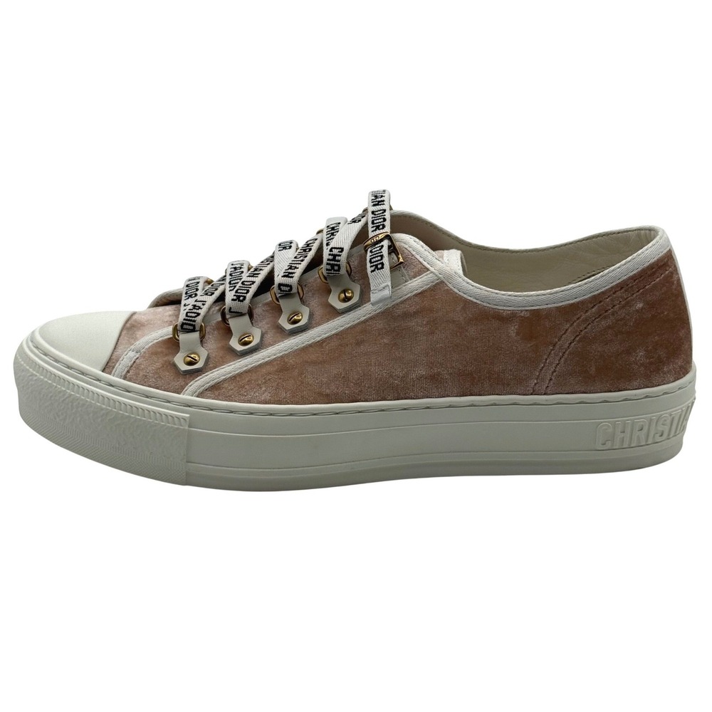 Christian Dior Walk'n'Dior Women's Size 7.5 EU 38.5 Pink Velvet Low Sneakers NEW - Picture 9 of 14